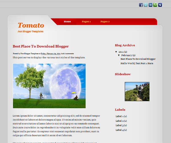 Tomato Blogger Template